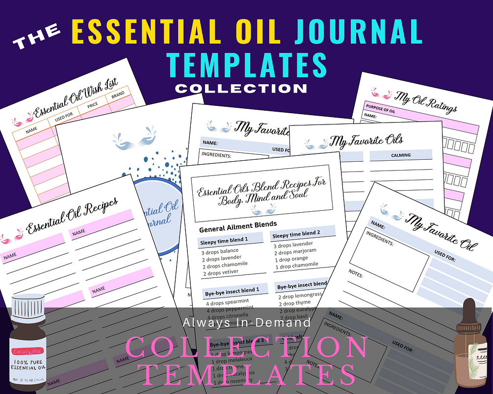 Essential Oil Journal Template Collection by Printable Planner KDP