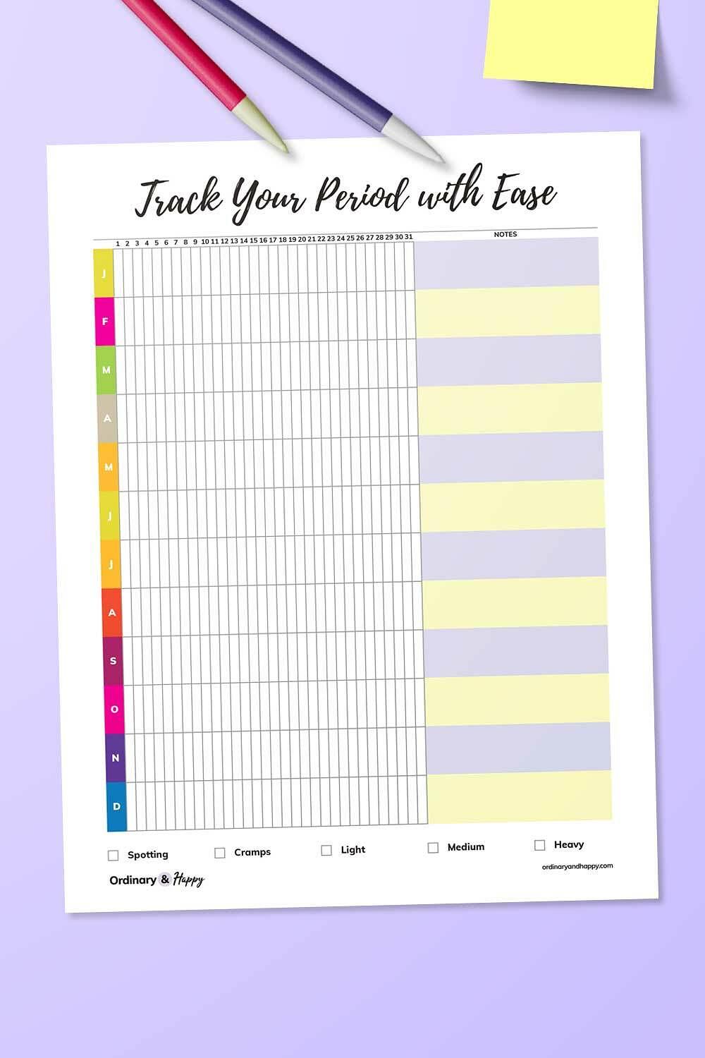 Detailed Period Tracker Printable