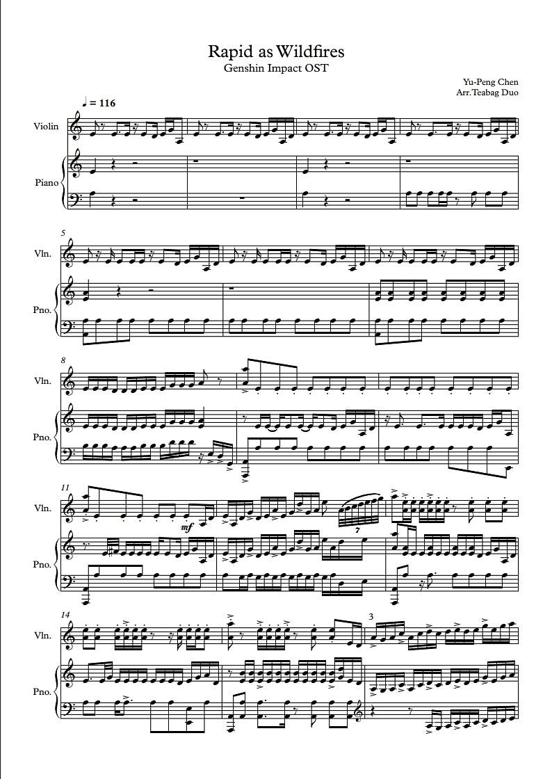 Genshin Impact OST Rapid as Wildfires Liyue Battle Theme for Violin