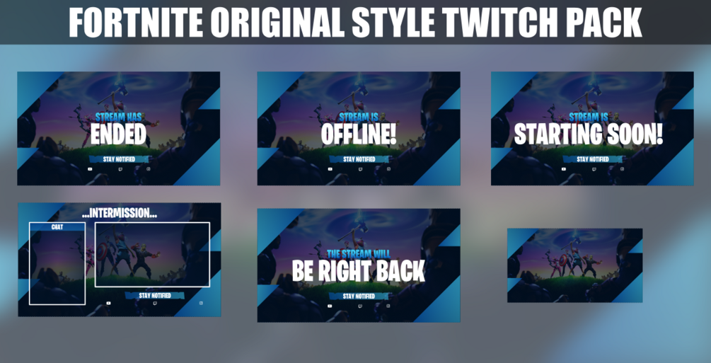 FORTNITE ORIGINAL STYLE Full set of 5 Scene and 60 panels and webcam
