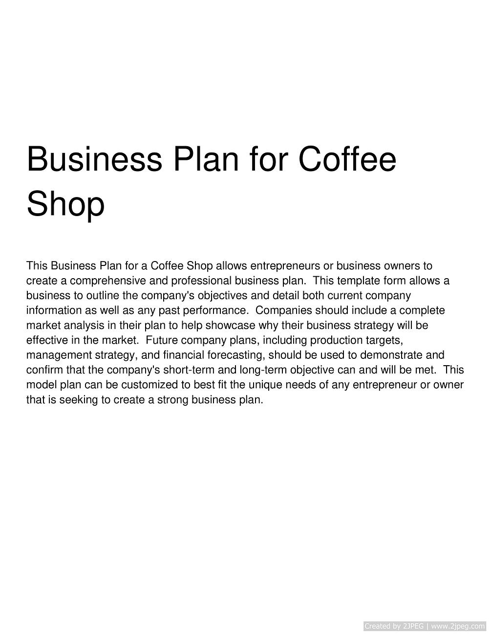 environmental analysis in business plan coffee shop