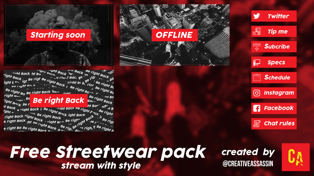 Streetwear Streaming Overlay Pack Twitch Youtube For Obs Streamlabs