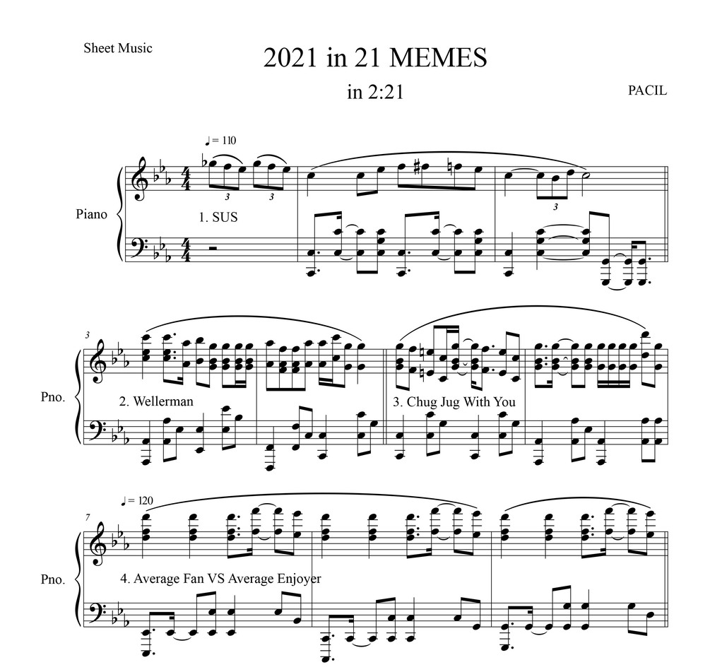 2021 in 21 MEMES (in 221) Sheet Music