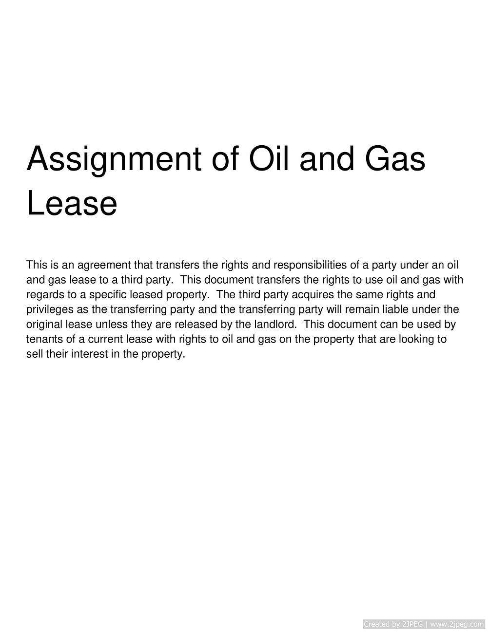 Assignment of Oil and Gas Lease