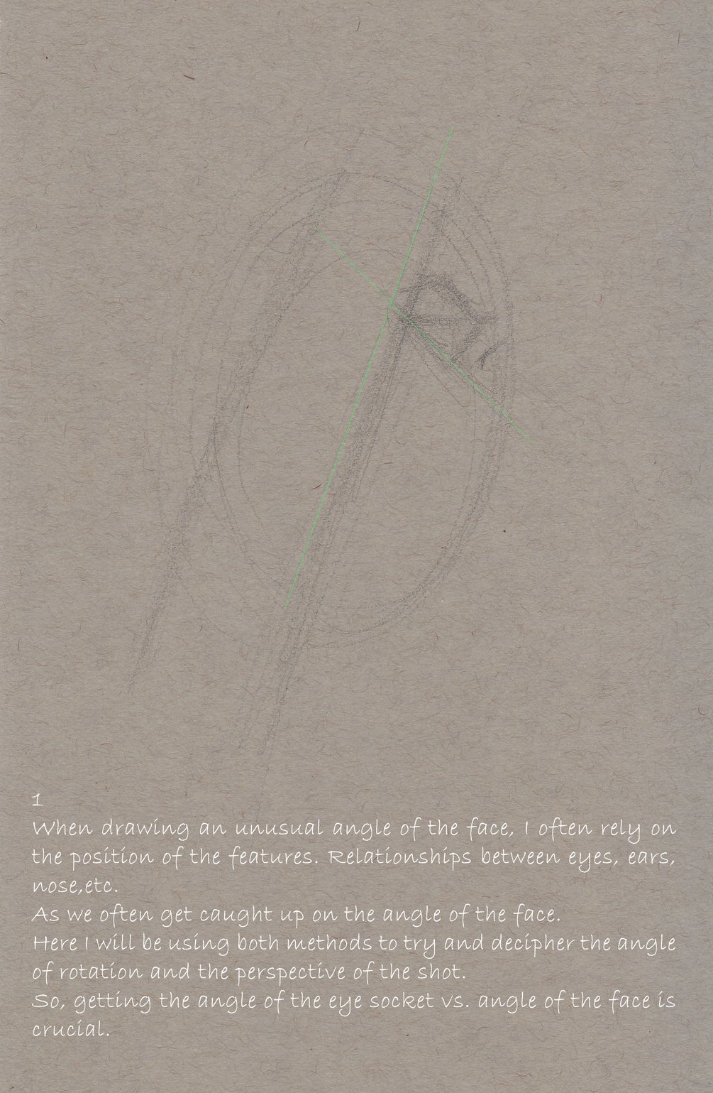 Drawing Lesson 2 Step by step drawing progress with notes (Portrait)