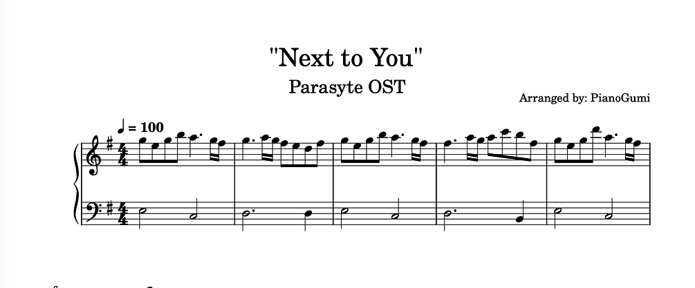 Parasyte Ost Next To You Piano Sheet Music