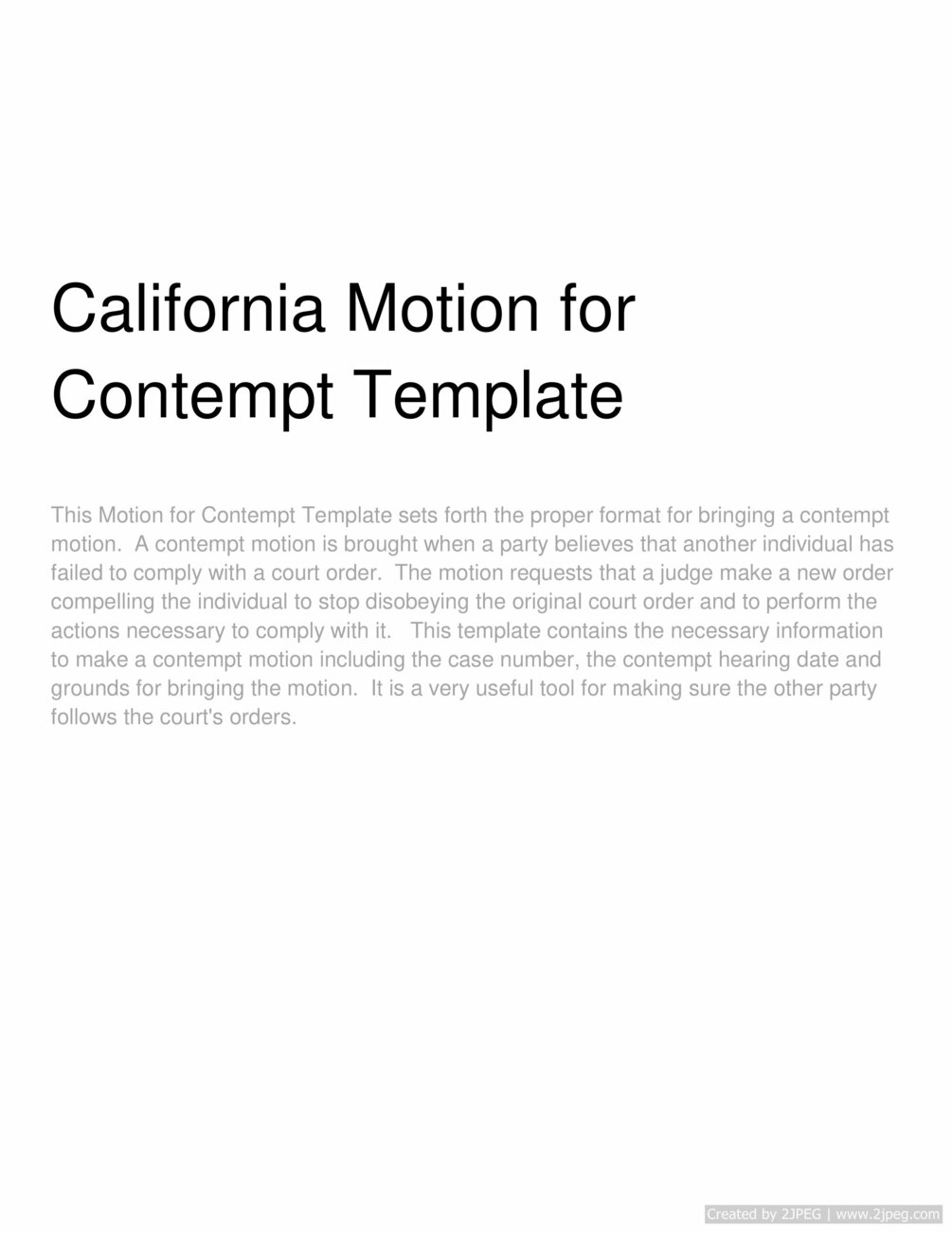 California Motion for Contempt Template