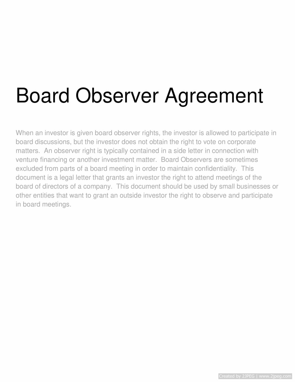 Board Observer Agreement