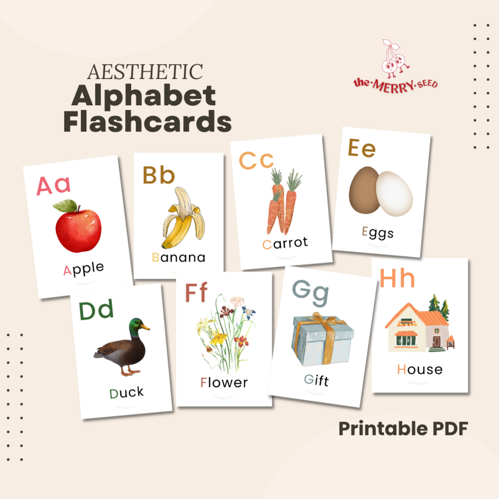 Aesthetic Alphabet Flashcard, Alphabet Printable, ABC Card, Flashcards ...