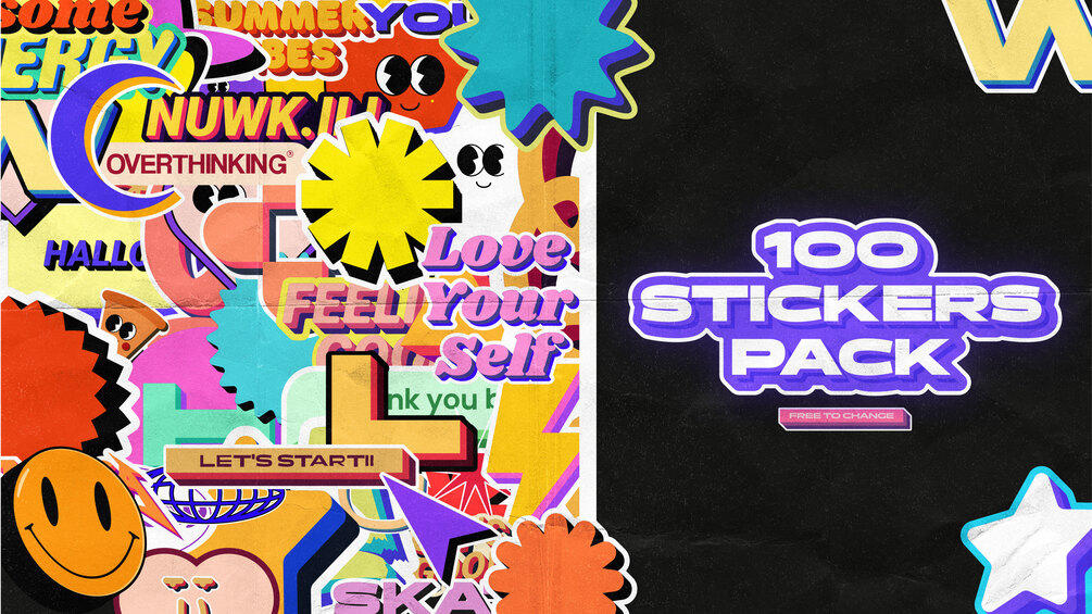 100 RETRO STICKERS PACK (FREE)