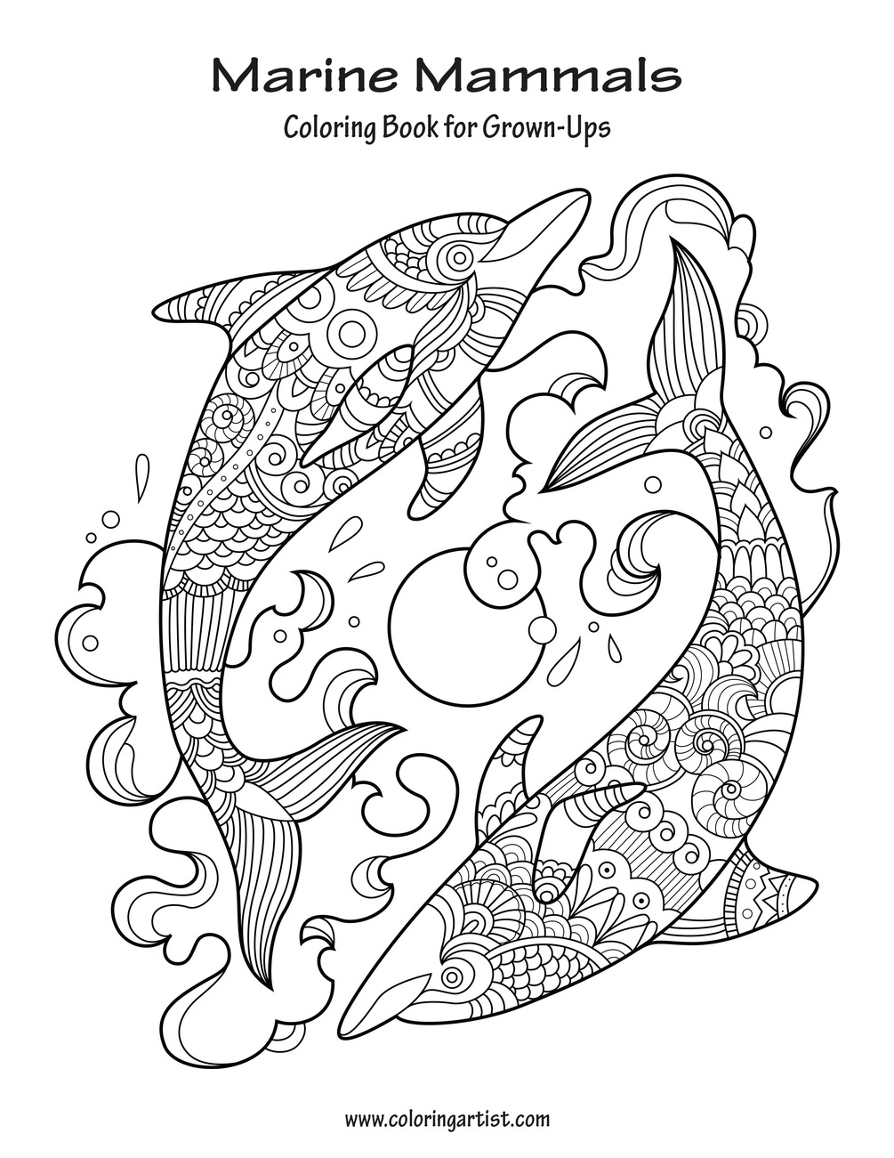Marine Mammals Coloring Book for GrownUps 1
