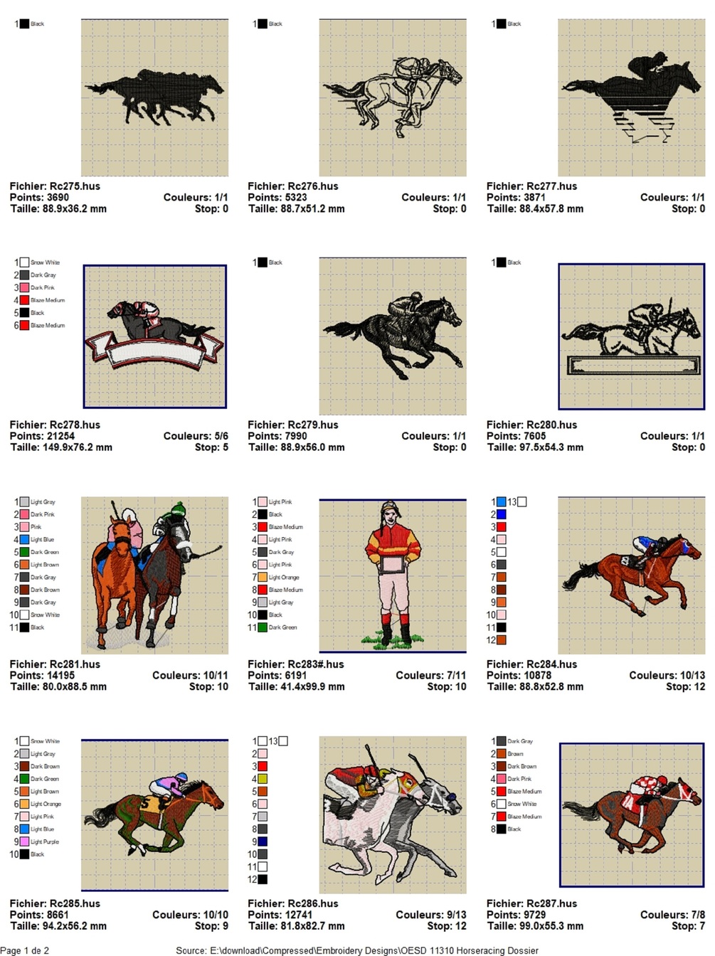 Oesd 11310 horse racing embroidery designs