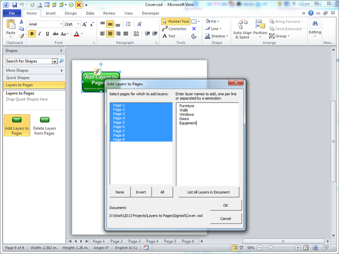 Visio "Layers to Pages" Utility
