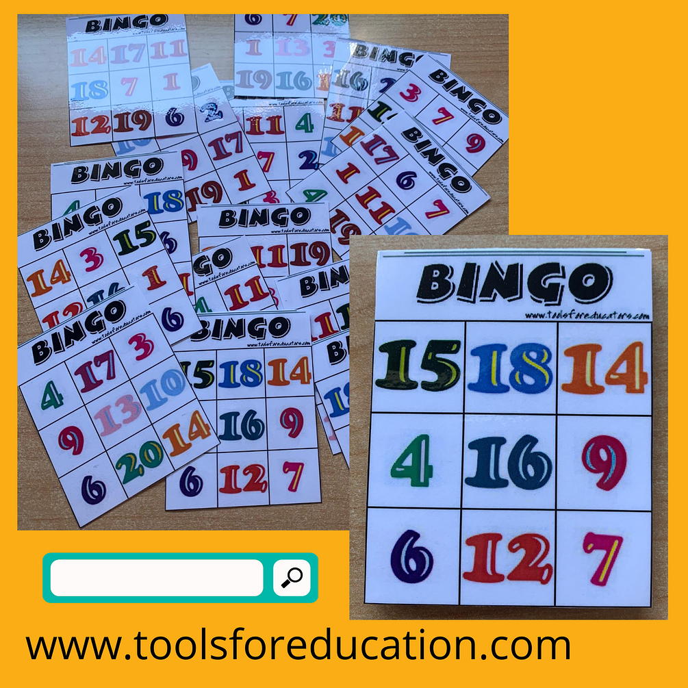 Tarjetas bingo hasta el 20 