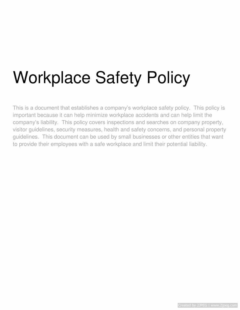 Workplace Safety Policy