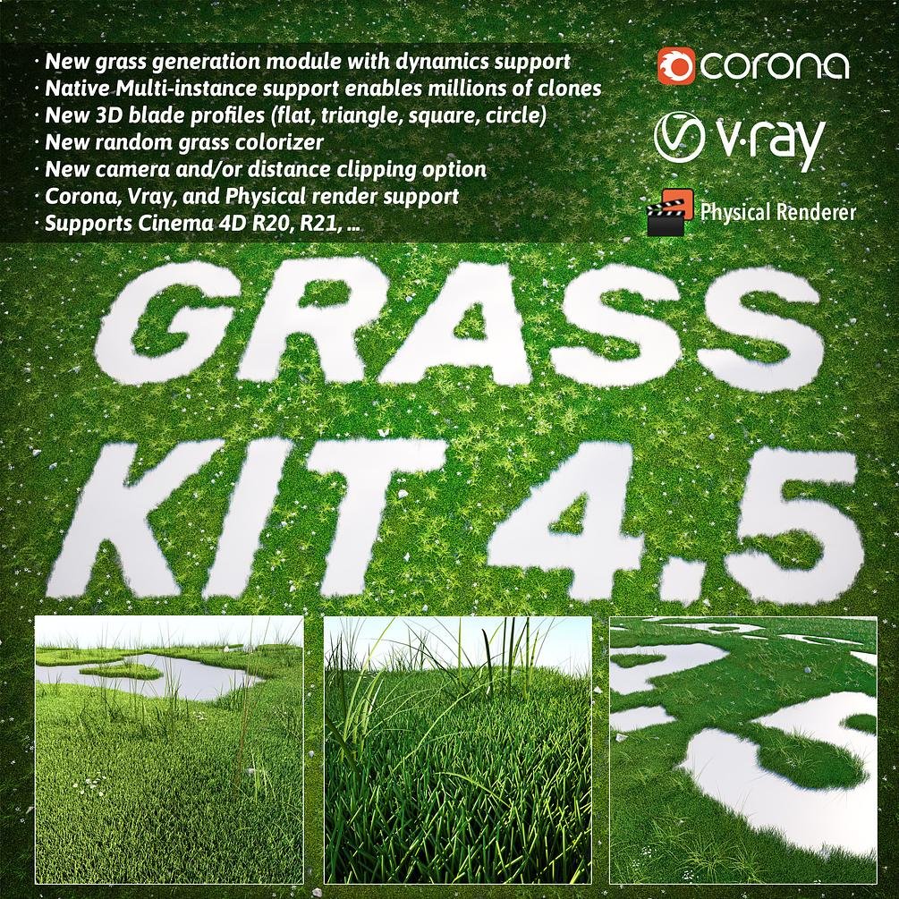 GRASS KIT 4.5 FOR CINEMA 4D (R20, R21,...)
