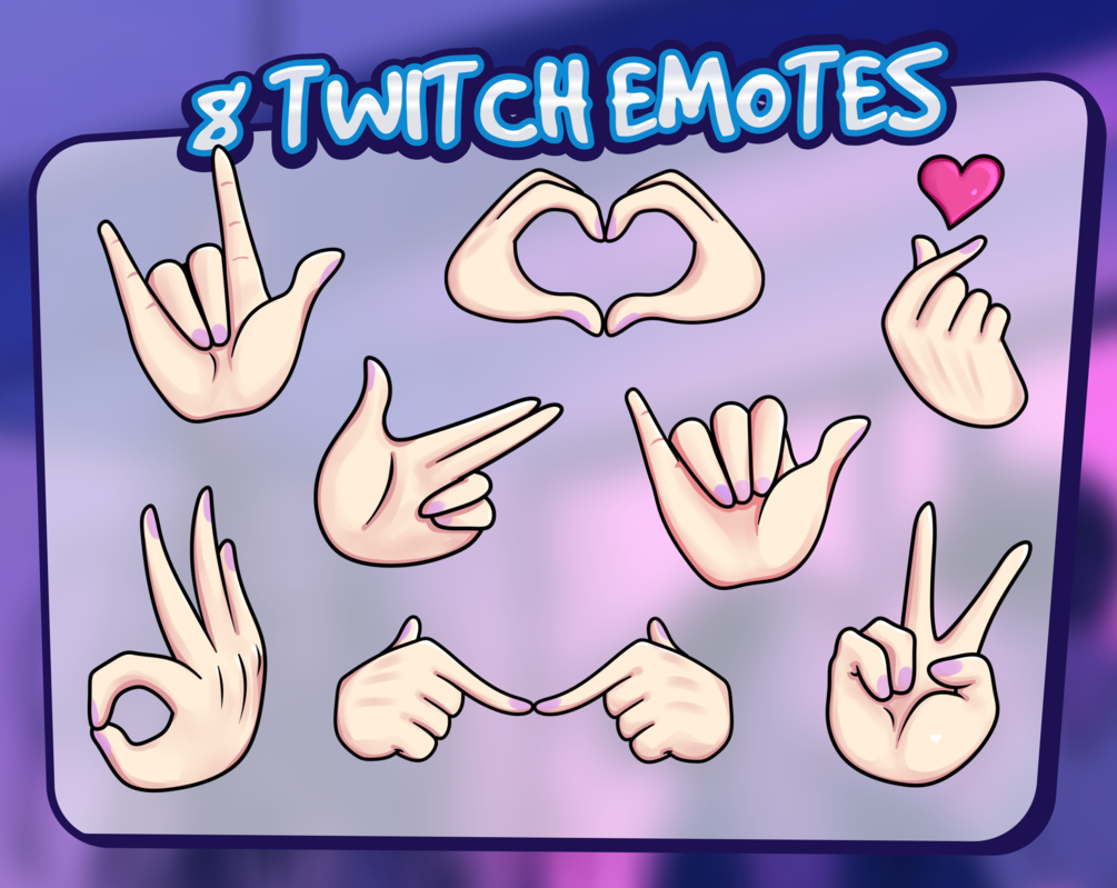 8 Hands Signs Emotes for Twitch, Discord or Youtube Circle, Heart