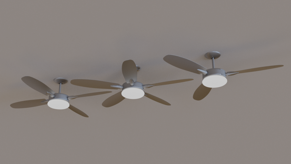 52" Ceiling Fan Models (3, 4 and 5 blades) 3d models for Blender