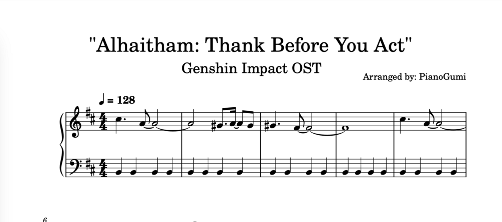 Genshin Impact OST - "Alhaitham: Think Before You Act"- EASY Piano ...