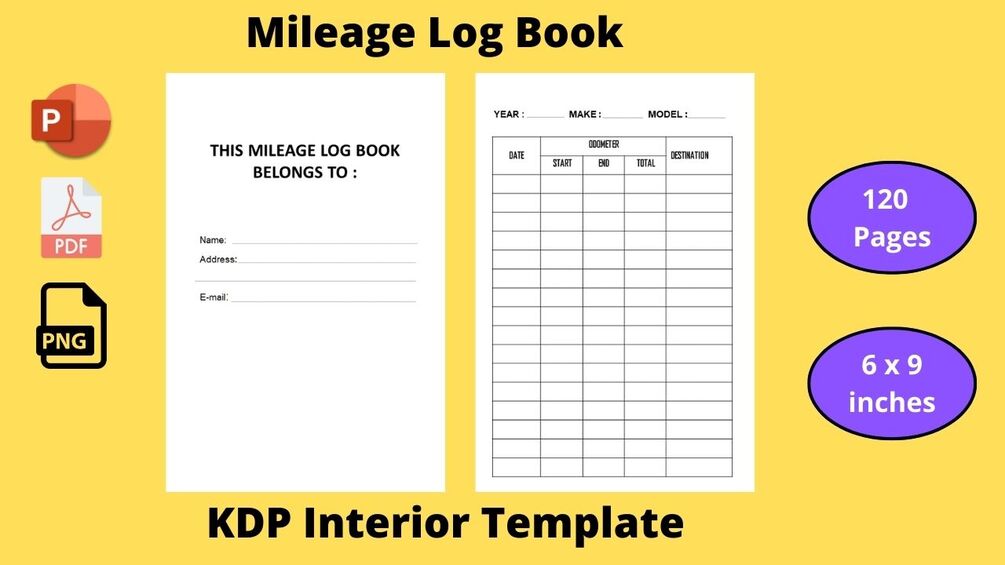 Mileage Log Book Template KDP Interior