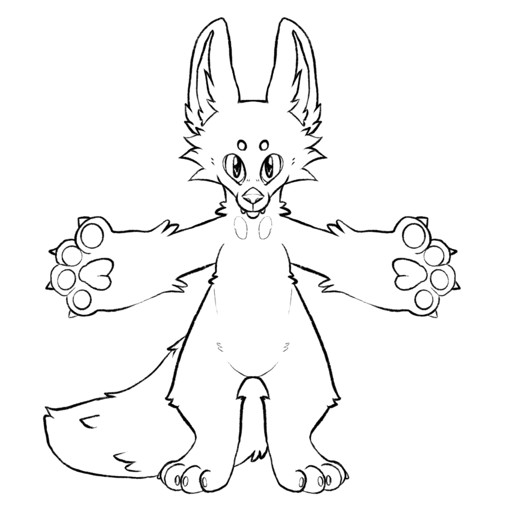 Fox furry anthro base lineart