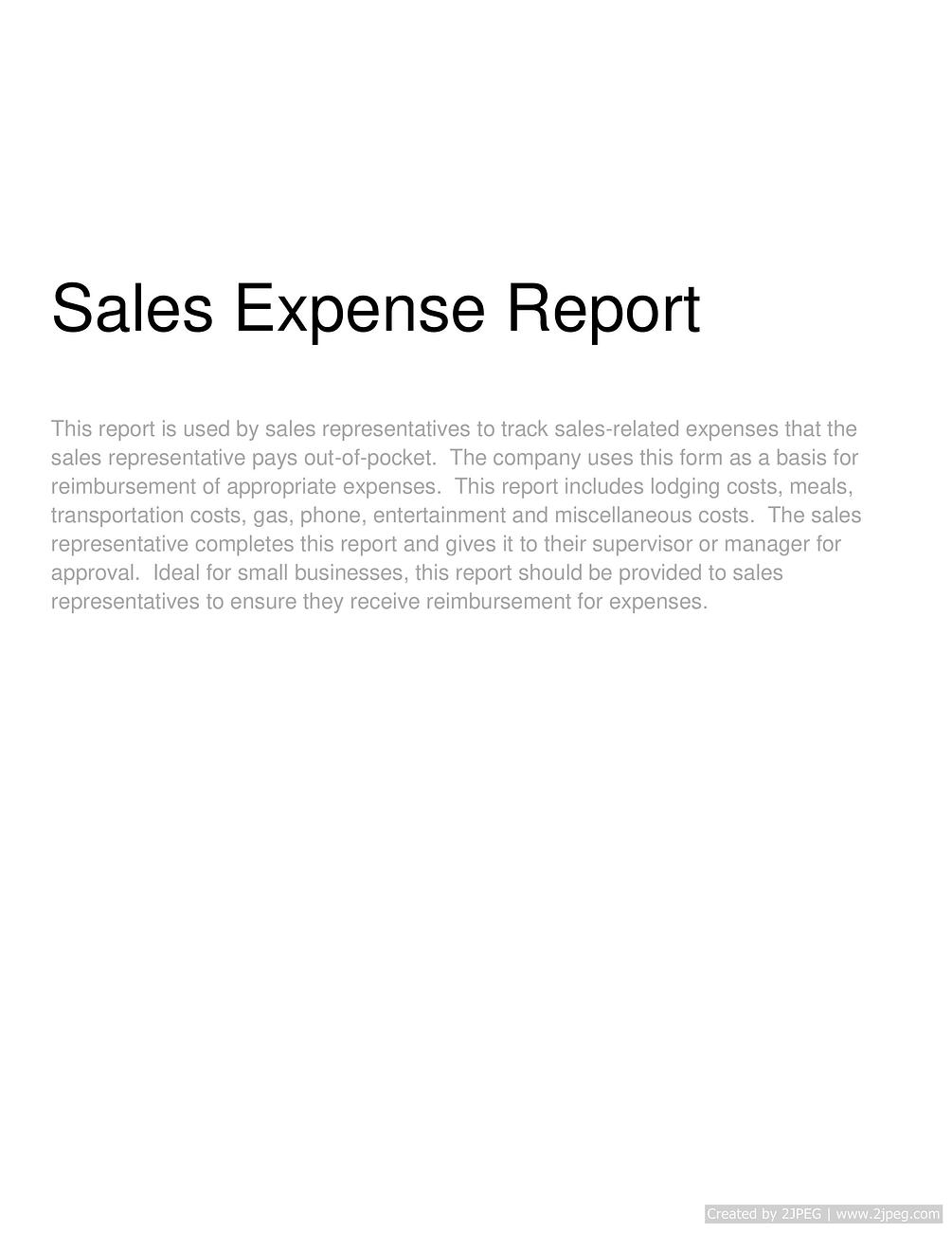 Sales Expense Report