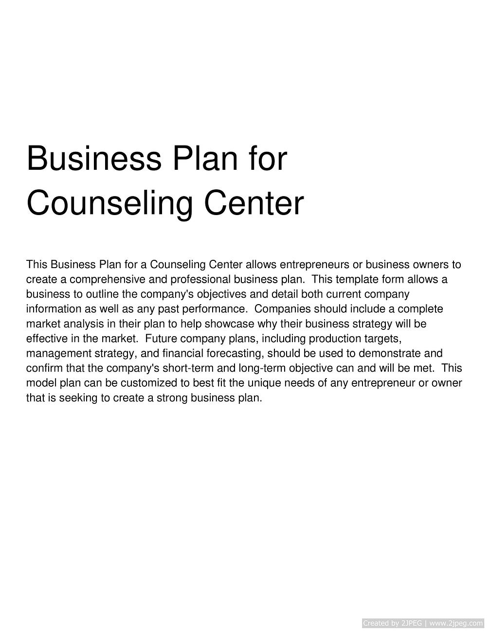 business plan for counselling service