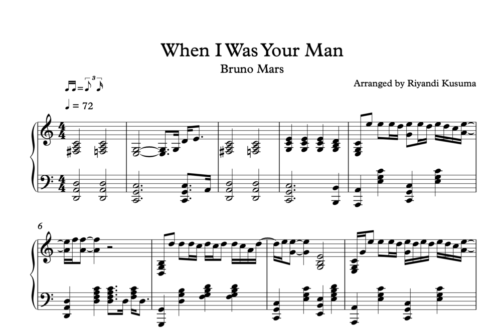 Bruno Mars When I Was Your Man (Sheet Music)