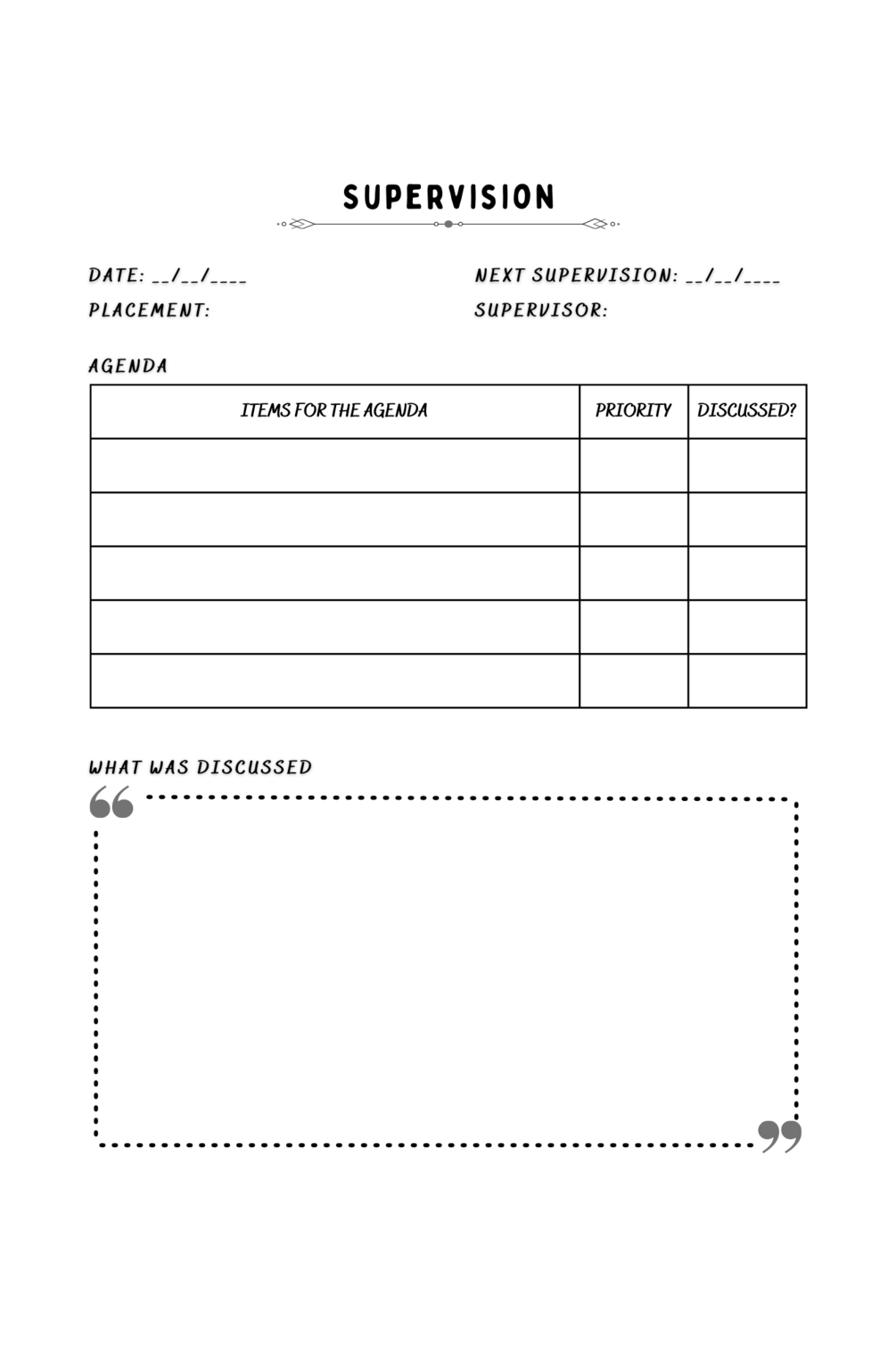 Supervision Logbook Interior for Trainee Psychologists