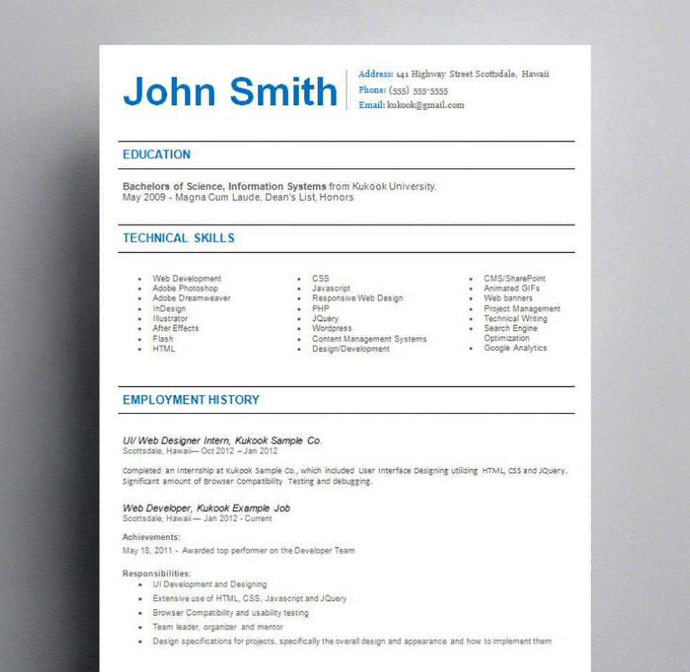 Resume 3 - Simple and Unique Resume Template