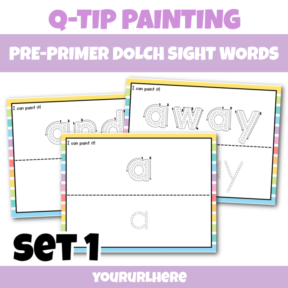 QTip Painting PrePrimer Dolch Sight Words