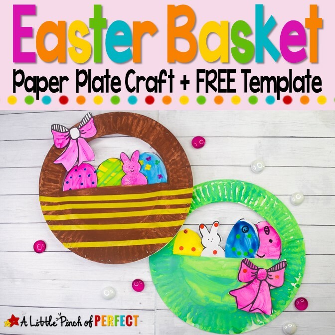 Easter Basket Paper Plate Craft for Kids and Free Template