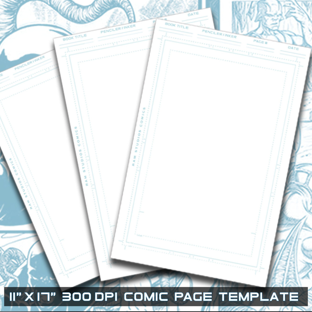 11 x 17 Comic Book Page Template Blue Line