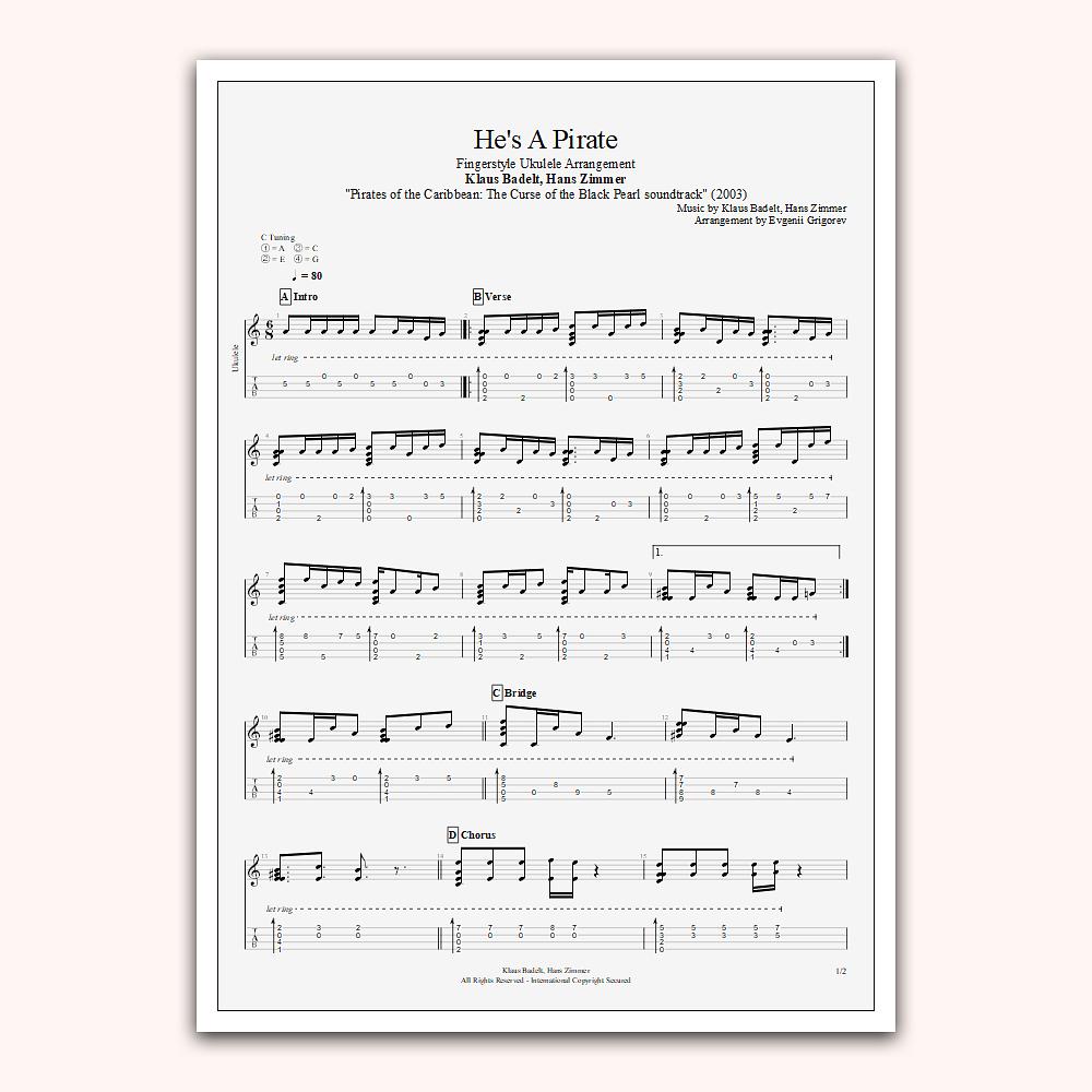 Pirates Of The Caribbean Ukulele Tabs