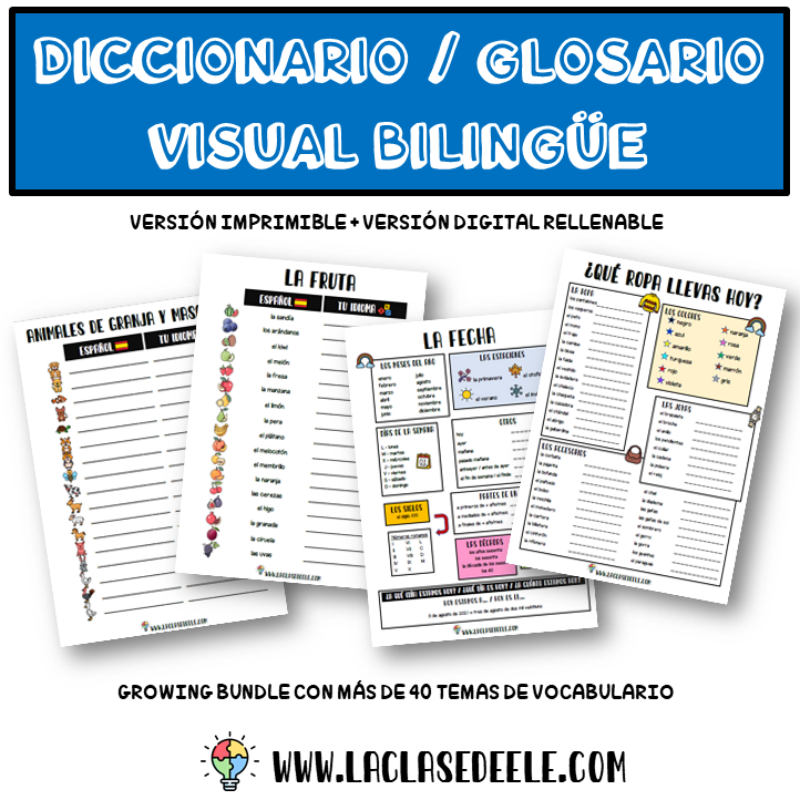 Glosario diccionario visual biling e palabras frecuentes por temas