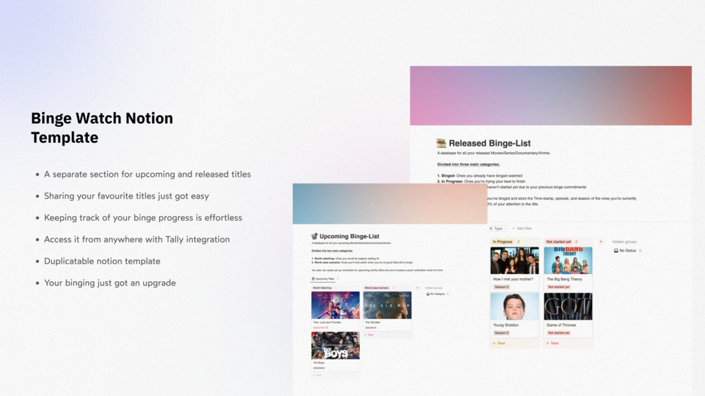 Binge watch Notion Template