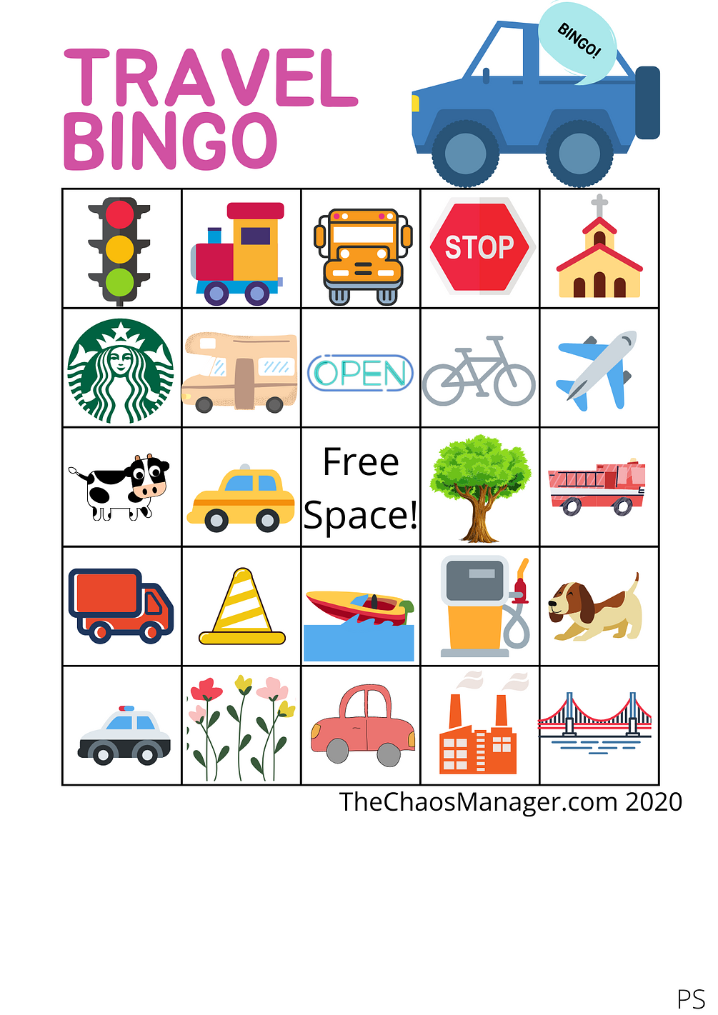 travel bingo how to play