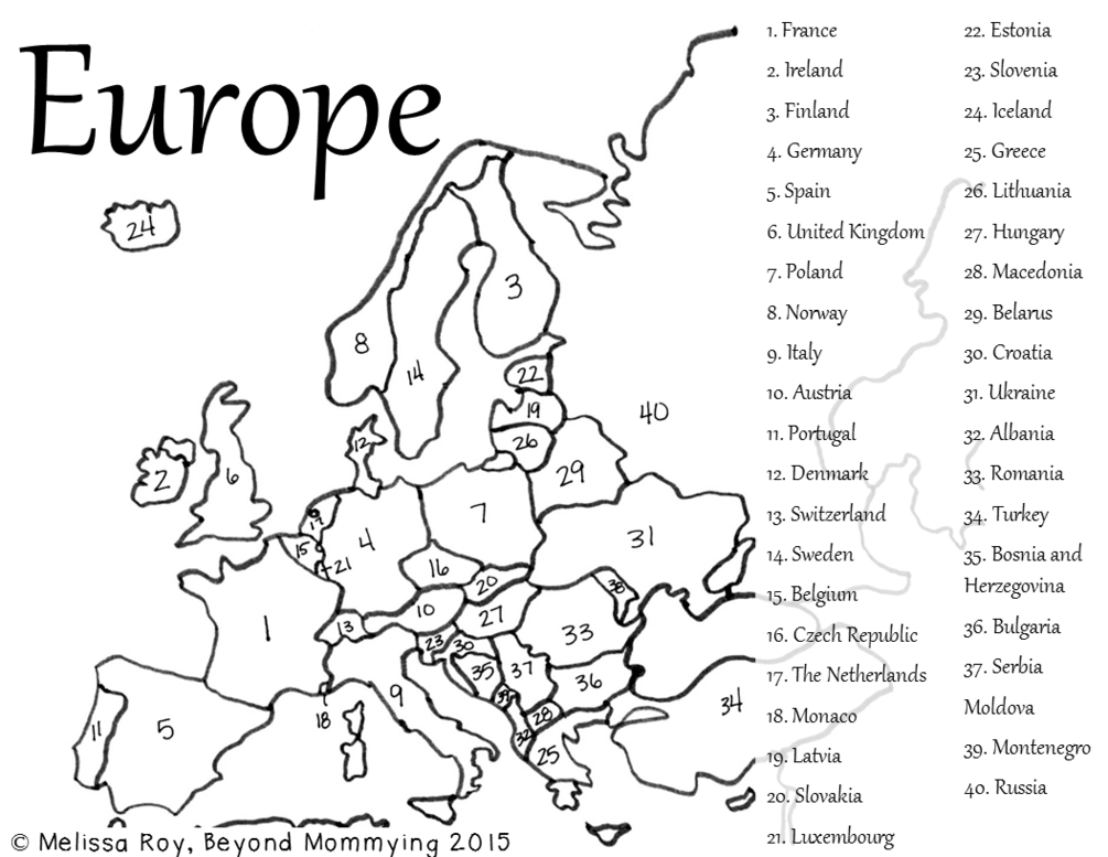 Map Of Europe Numbered European Countries Map