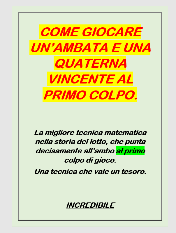 tecnica vincente al primo colpo