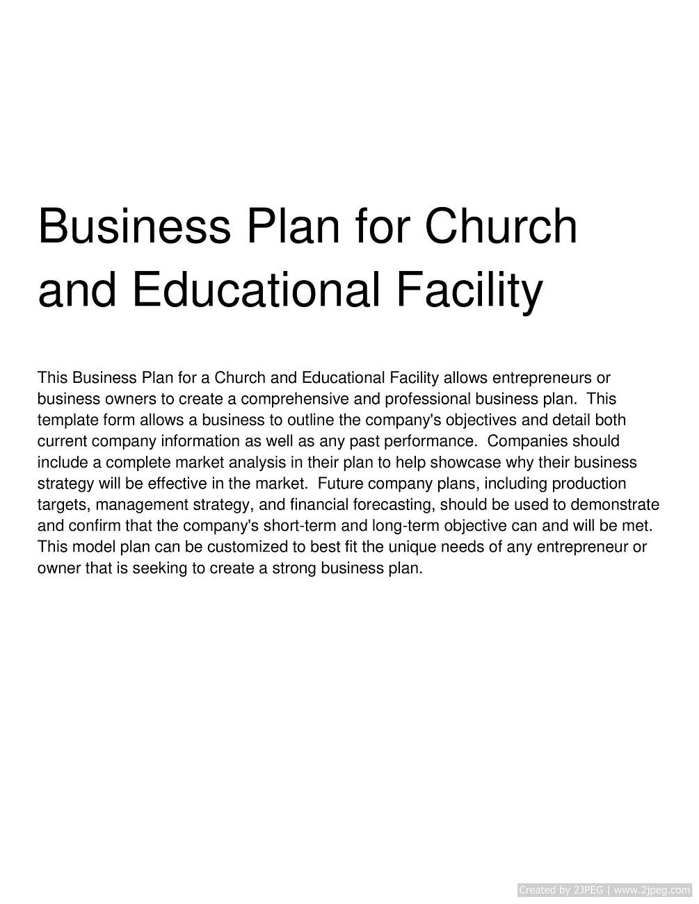 church business plan template