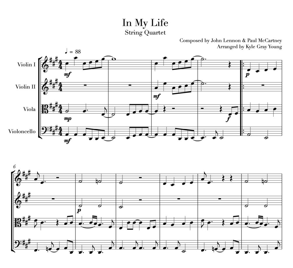 The Beatles In My Life (string quartet arrangement)
