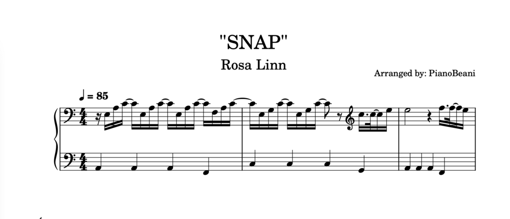 Rosa Linn - "SNAP" - EASY Piano Sheet Music