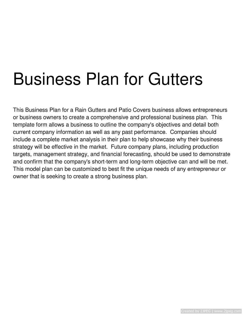 Business Plan for Gutters