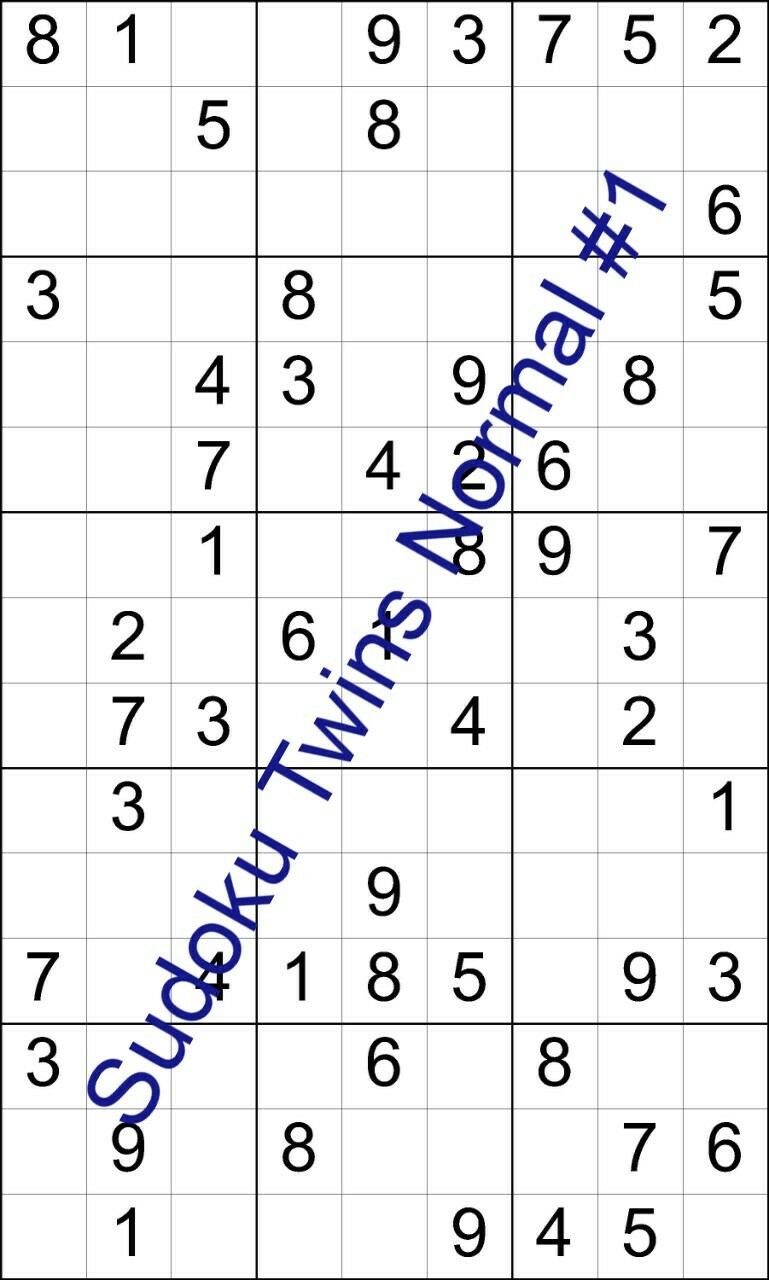 Sudoku twins puzzles normal level 1