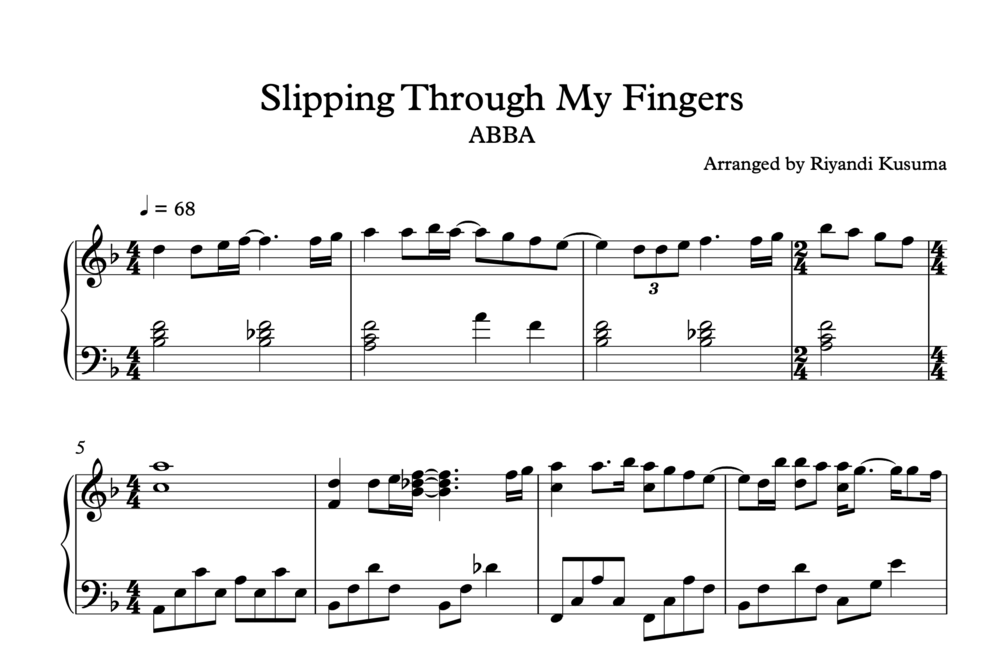 Abba Slipping Through My Fingers Sheet Music