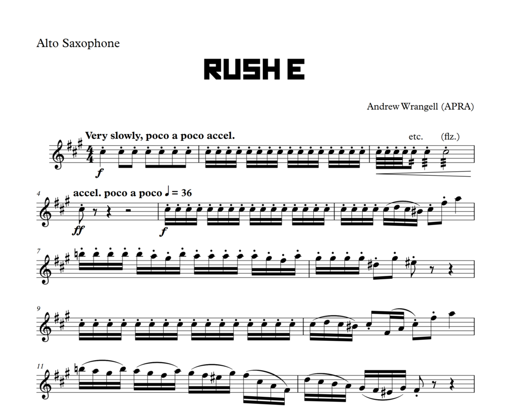 Rush E Alto Sax Sheet Music