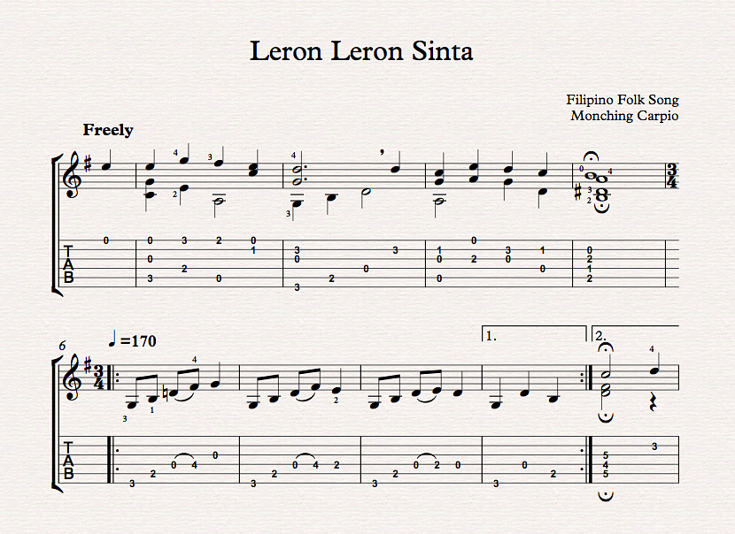 Leron Leron Sinta for Solo Guitar