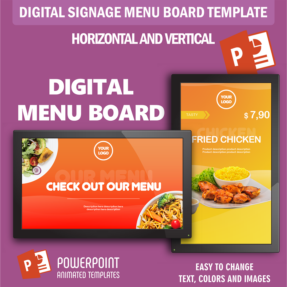 Restaurant Menu Board Digital Signage PowerPoint Animated Template