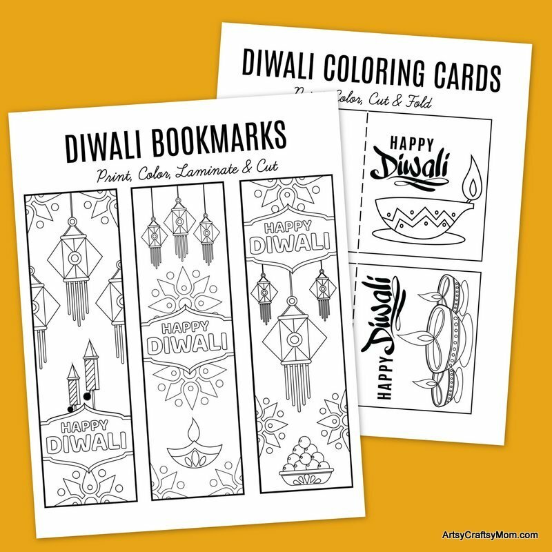 free diwali printable cards bookmarks