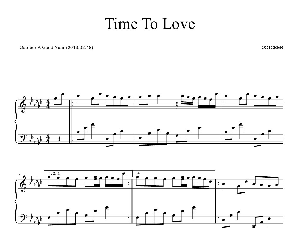 Time To Love OCTOBER [sheet music]